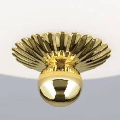 Empire loftlampe, Ø 26,5 cm, guld, matteret opalglas