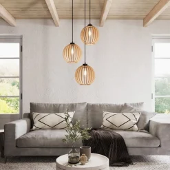 Envostar Clay hængelampe birkeplywood 3 lyskilder rund