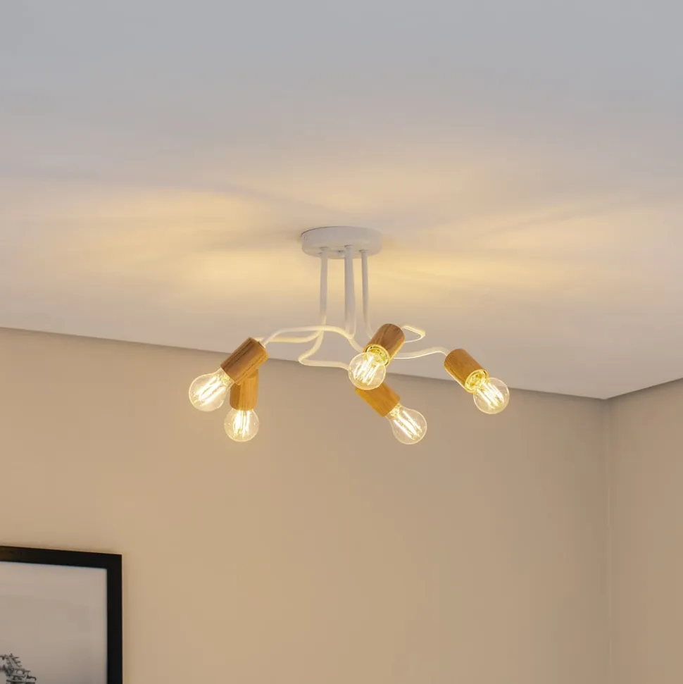 Envostar Joiy loftslampe 5-lys fordelt hvid/træ