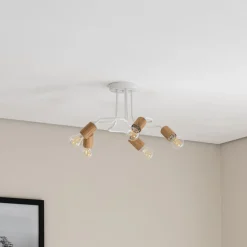 Envostar Joiy loftslampe 5-lys fordelt hvid/træ