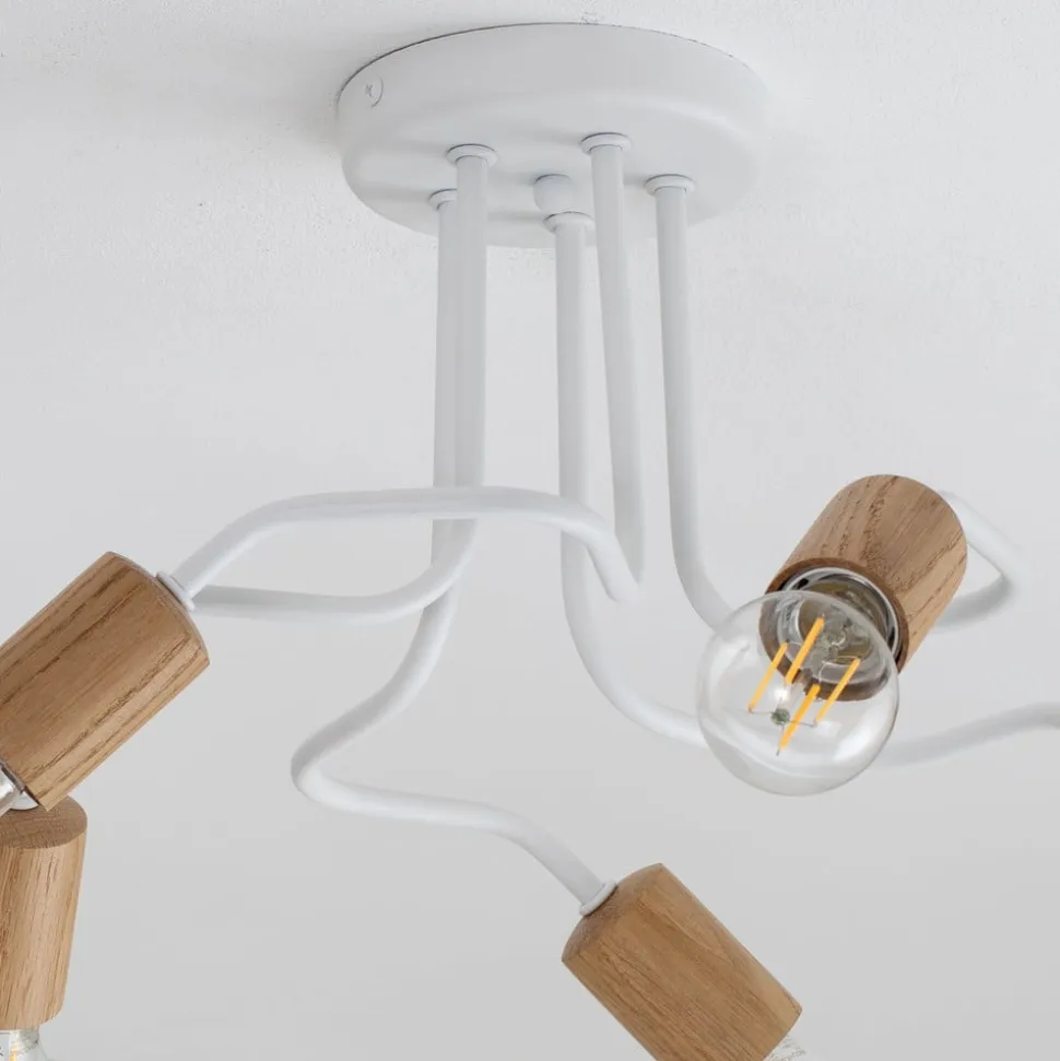 Envostar Joiy loftslampe 5-lys fordelt hvid/træ