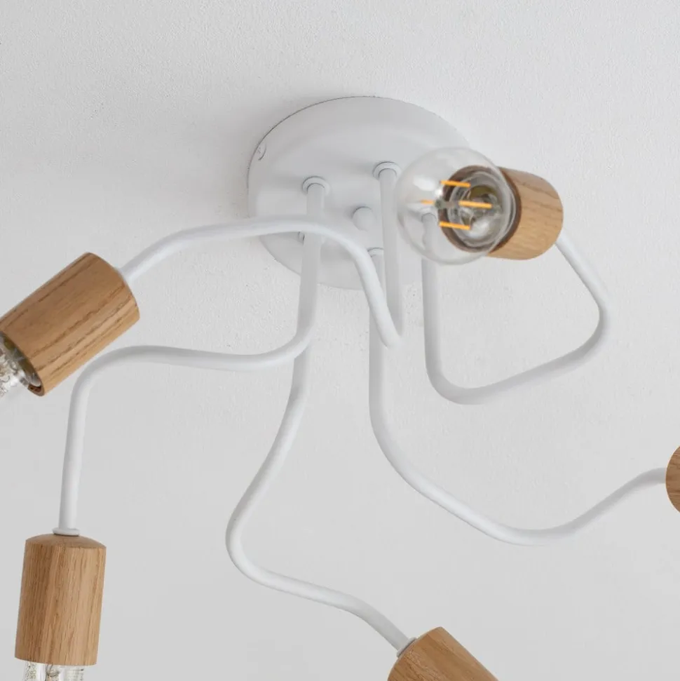 Envostar Joiy loftslampe 5-lys fordelt hvid/træ