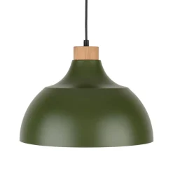 Envostar Kaitt hængelampe, mørkegrøn, Ø 34 cm, trædetaljer