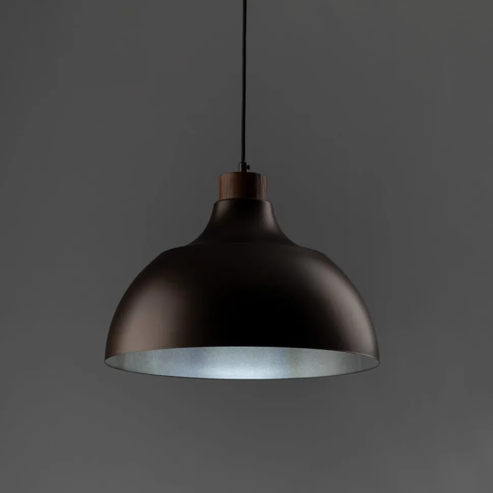 Envostar Kaitt hængelampe, brun, Ø 34 cm, trædetaljer