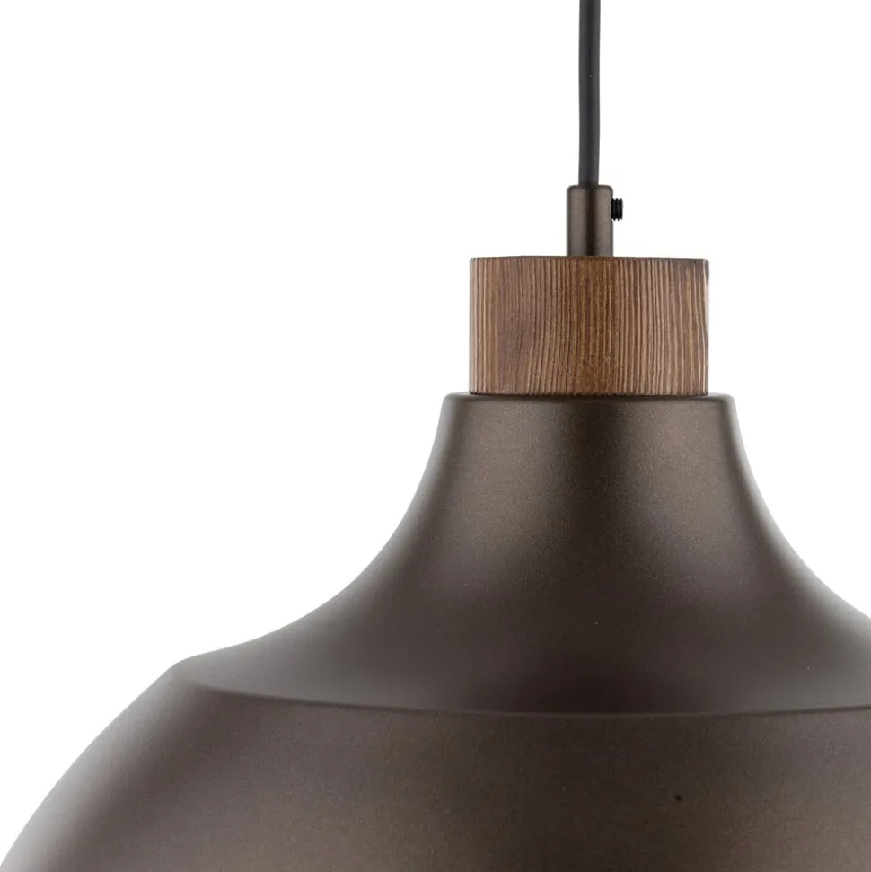 Envostar Kaitt hængelampe, brun, Ø 34 cm, trædetaljer