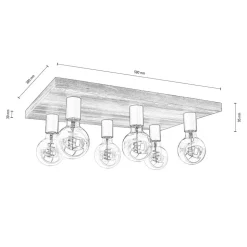 Envostar Lobo loftslampe 6fl. fyrretræ brun