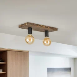 Envostar Lobo loftslampe 2fl. fyrretræ valnød