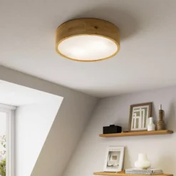 Envostar loftlampe Kerio, Ø 37 cm, naturligt egetræ