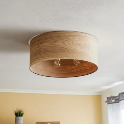 Envostar Loftslampe i finér, kernetræ, ask Ø55cm