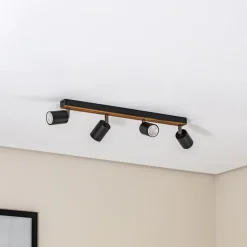 Envostar Tino loftspot med 4 lyskilder, sort/træ