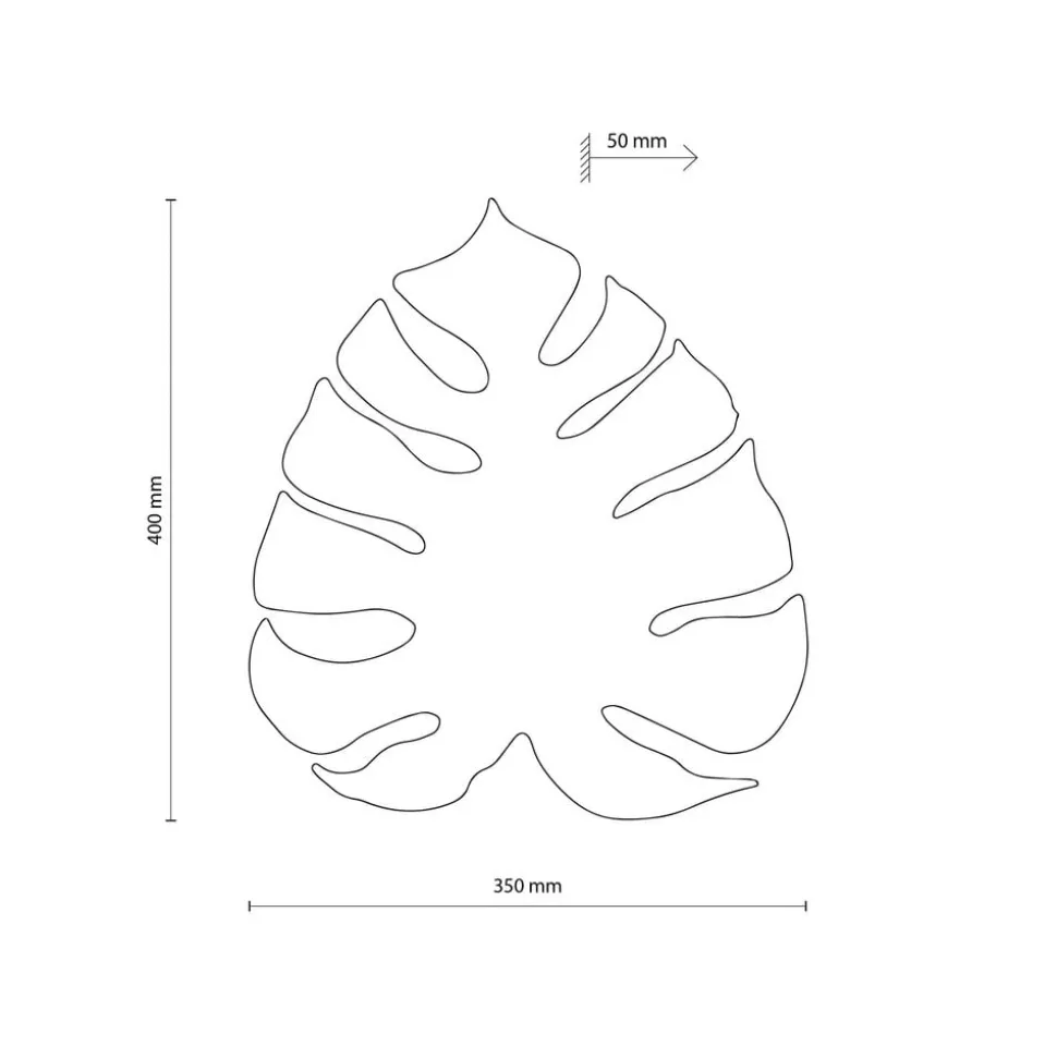 Envostar væglampe Folah, bladform, lyst træ, 40 x 35 cm