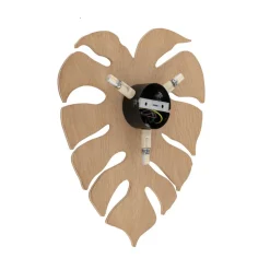 Envostar væglampe Folah, bladform, lyst træ, 40 x 35 cm