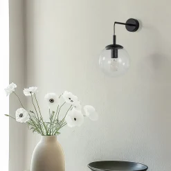 Esme væglampe, transparent, højde 45 cm, glas, E27