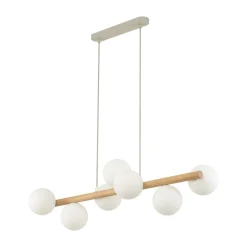 Estera hængelampe, opalglas, træ, 7 lyskilder