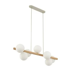 Estera hængelampe, opalglas, træ, 7 lyskilder