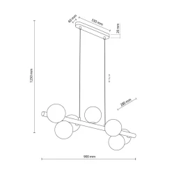 Estera hængelampe, opalglas, træ, 7 lyskilder