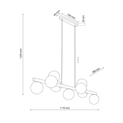 Estera hængelampe, opalglas, træ, 9 lyskilder