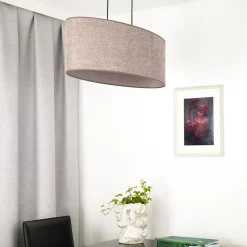 Euluna hængelampe Celine, cappuccino, chenille-stof, 80 cm