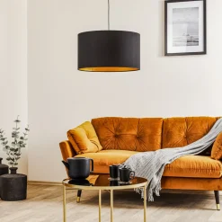 Euluna Roller hængelampe, sort/guld, Ø 45 cm