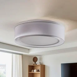 Euluna Tibu loftlampe, tekstil, Ø50cm, grå