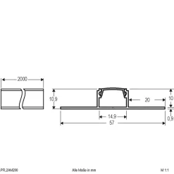 EVN APFL2 alu-fliseprofil, tosidet 200 cm x 5,7 cm