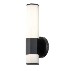 Facet Single LED-væglampe til bad, 3.000 K, sort