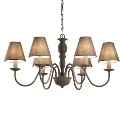 Fatima lysekrone, grå, 6 lyskilder