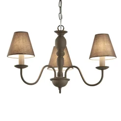 Fatima lysekrone, grå, 3 lyskilder