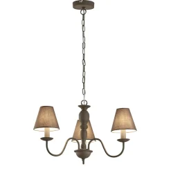 Fatima lysekrone, grå, 3 lyskilder