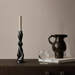 ferm LIVING Gale lysestage, sort, 25,4 cm, aluminium