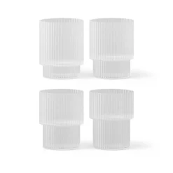 ferm LIVING Glas Ripple, hvid, 200 ml, mundblæst, sæt med 4 stk