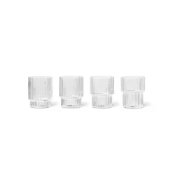 ferm LIVING Glass Ripple Small, klar, 60 ml, glas, sæt med 4 stk