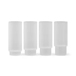 ferm LIVING Longdrink-glas Ripple, hvid, 300 ml, glas, sæt med 4 stk