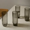 ferm LIVING Longdrink-glas Ripple, grå, 300 ml, glas, sæt med 4 stk