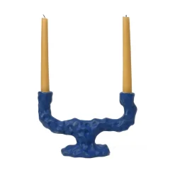 ferm LIVING Lysestage Ditto Double, blå, keramik