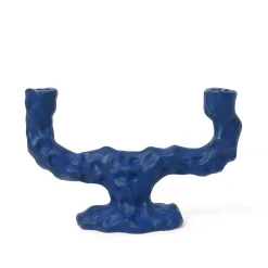 ferm LIVING Lysestage Ditto Double, blå, keramik