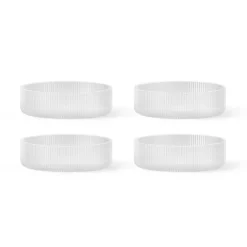 ferm LIVING Ripple serveringsskål, hvid, Ø 12,2 cm, sæt med 4 stk