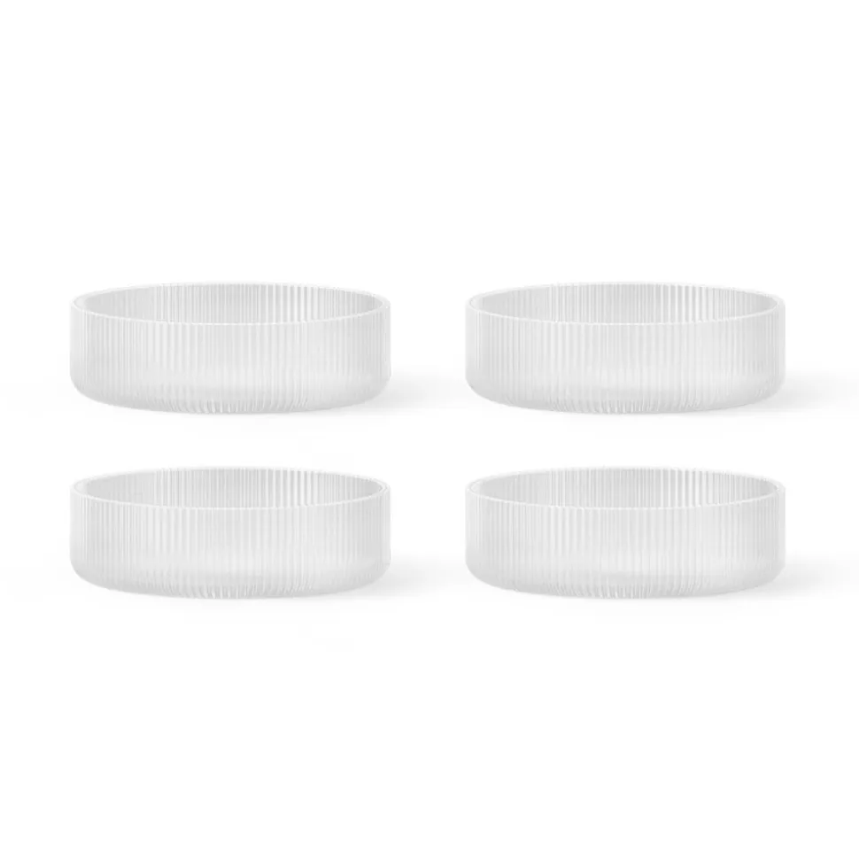 ferm LIVING Ripple serveringsskål, hvid, Ø 12,2 cm, sæt med 4 stk