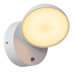 Finn LED-væglampe, hvid, metal, IP54, dag/nat-sensor