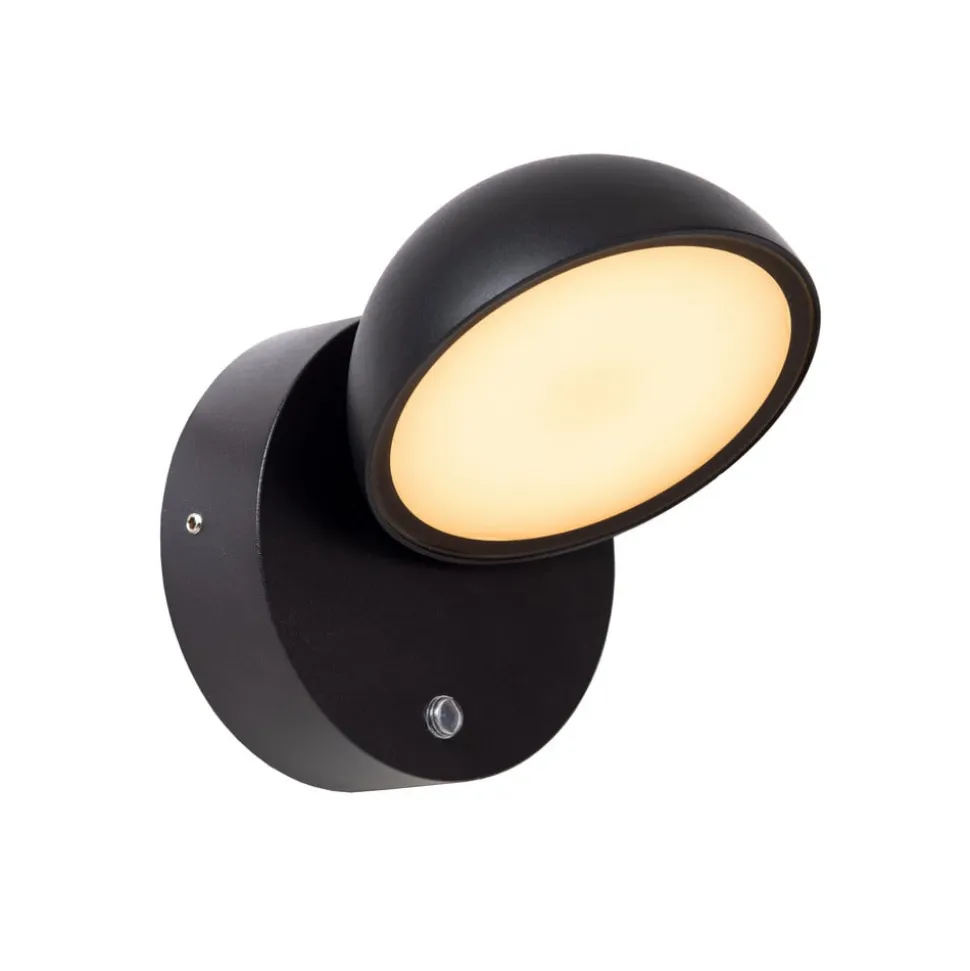 Finn LED-væglampe, sort, IP54, dag/nat-sensor