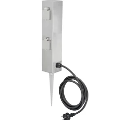 Firdobbelt stikdåse søjle Connect S4 m. jordspyd Jordspyd