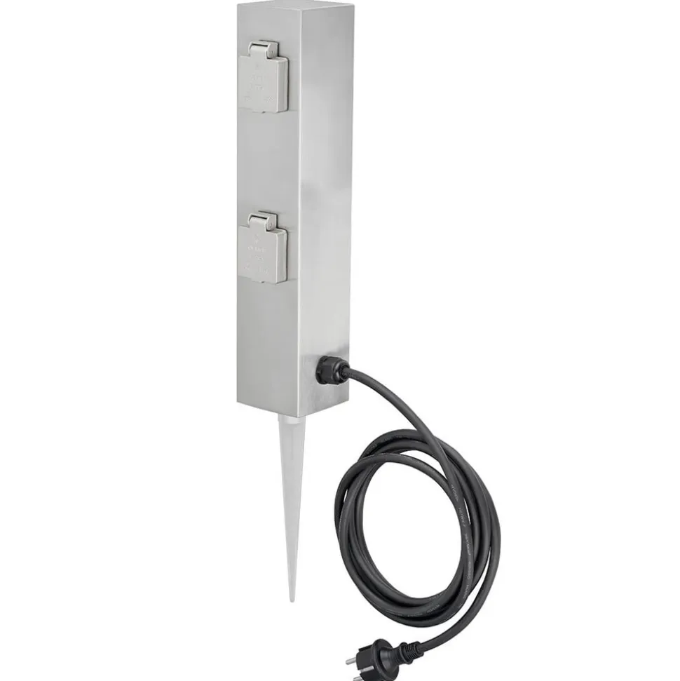 Firdobbelt stikdåse søjle Connect S4 m. jordspyd Jordspyd