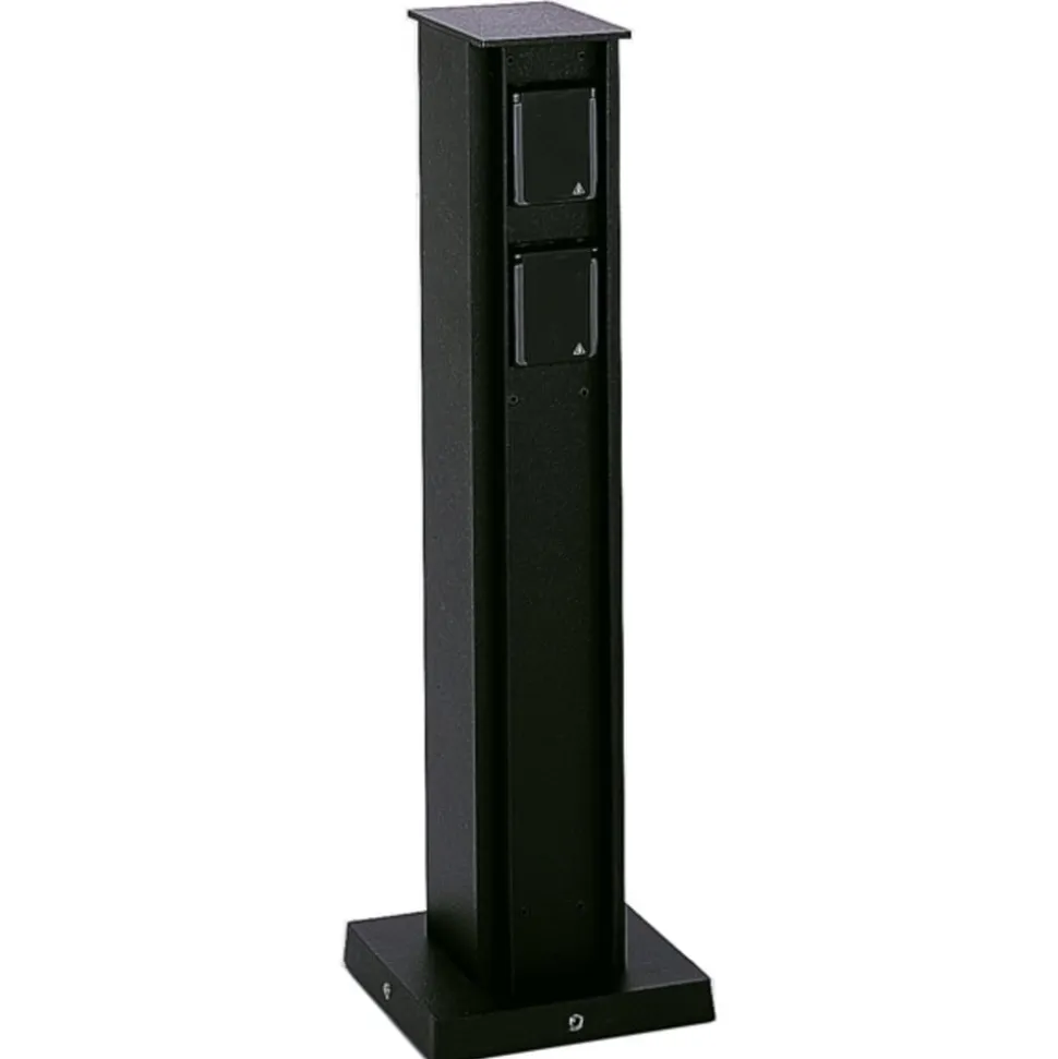 Firedobbeltt stikkontaktstolpe i sort