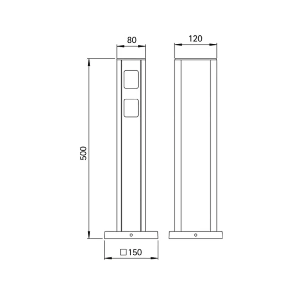 Firedobbeltt stikkontaktstolpe i sort