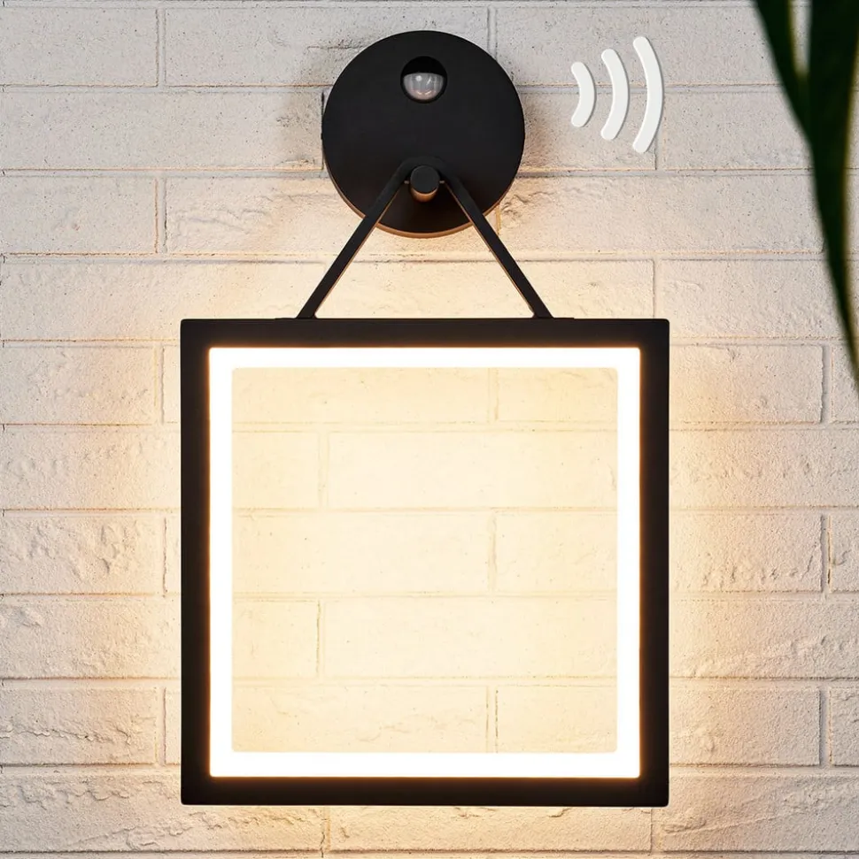 Firkantet LED-væglampe Mirco med bevægelsessensor