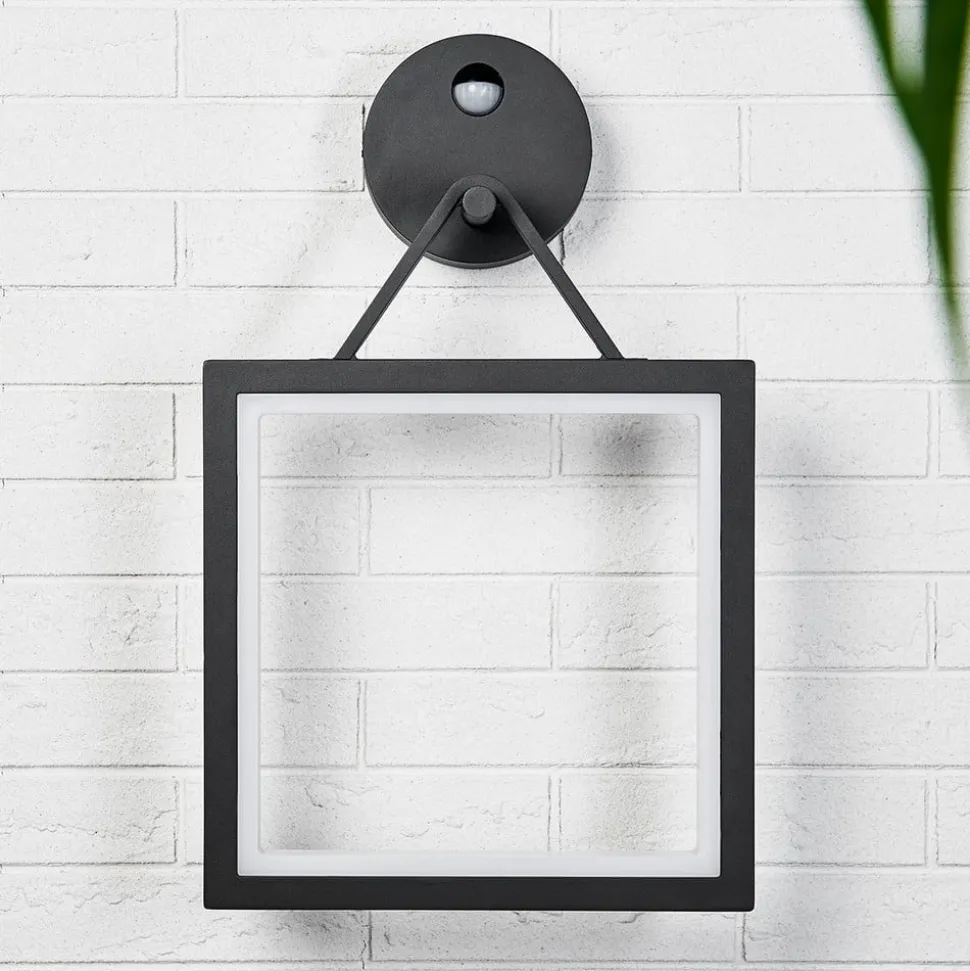 Firkantet LED-væglampe Mirco med bevægelsessensor