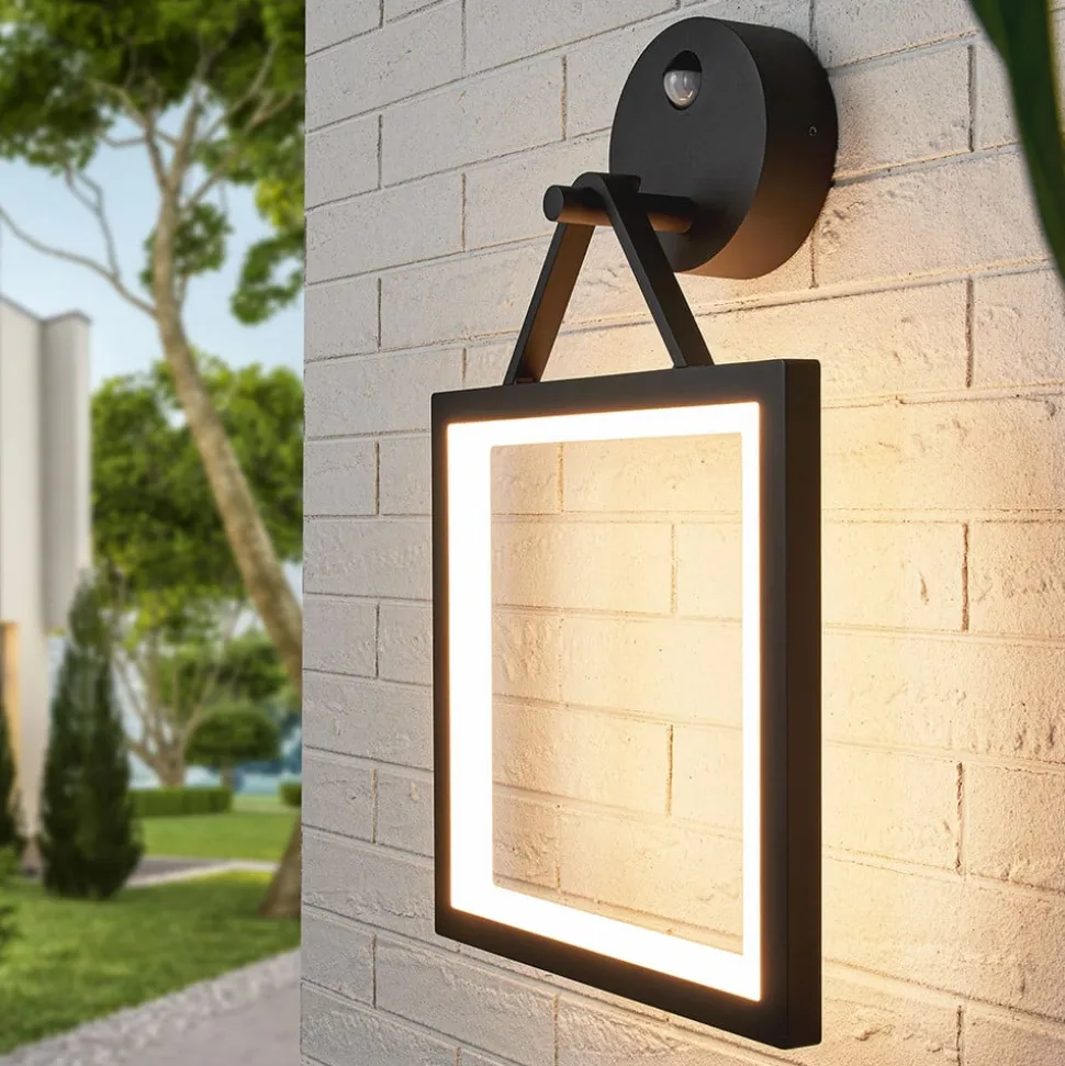 Firkantet LED-væglampe Mirco med bevægelsessensor