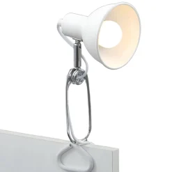 Fix-klemmelampe, metalskærm, hvid