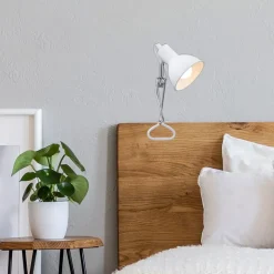 Fix-klemmelampe, metalskærm, hvid