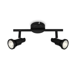 Flamo LED-loftspot IP44 2 lyskilder justeres, sort